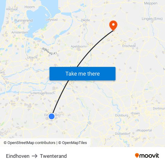 Eindhoven to Twenterand map