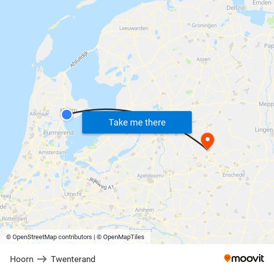 Hoorn to Twenterand map