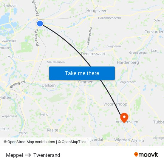 Meppel to Twenterand map