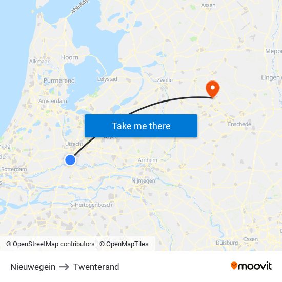 Nieuwegein to Twenterand map