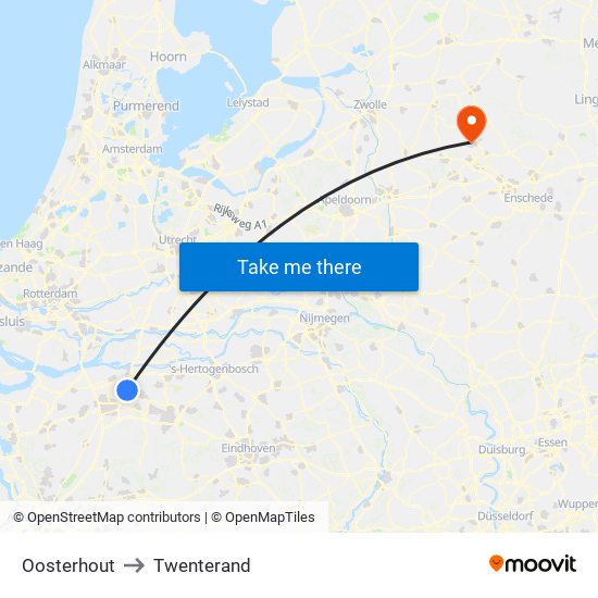 Oosterhout to Twenterand map