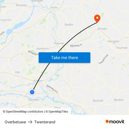 Overbetuwe to Twenterand map