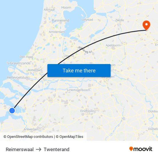 Reimerswaal to Twenterand map