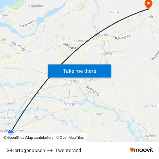 'S-Hertogenbosch to Twenterand map