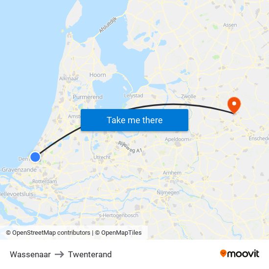 Wassenaar to Twenterand map