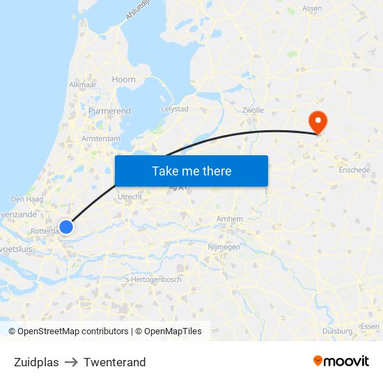 Zuidplas to Twenterand map