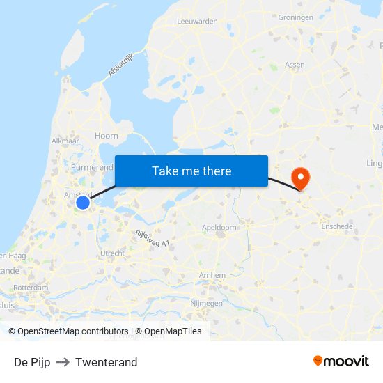 De Pijp to Twenterand map