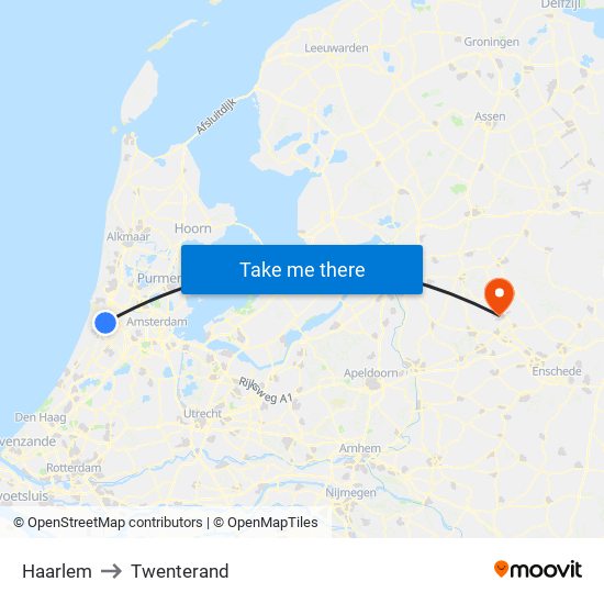 Haarlem to Twenterand map