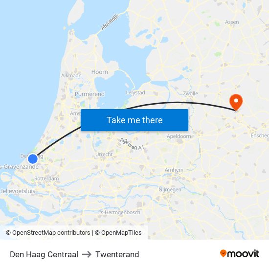 Den Haag Centraal to Twenterand map