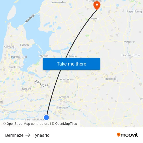 Bernheze to Tynaarlo map