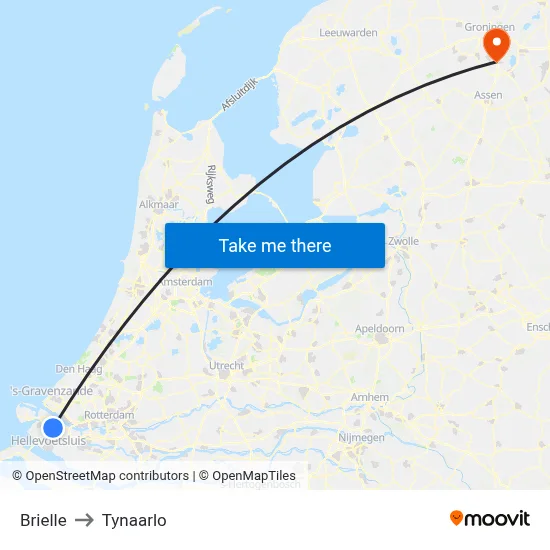 Brielle to Tynaarlo map