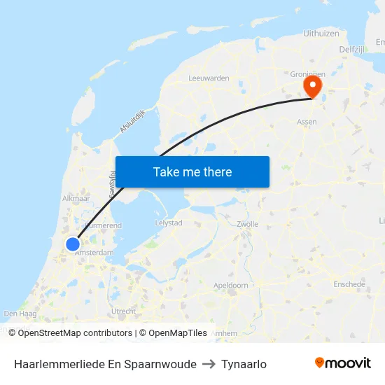 Haarlemmerliede En Spaarnwoude to Tynaarlo map