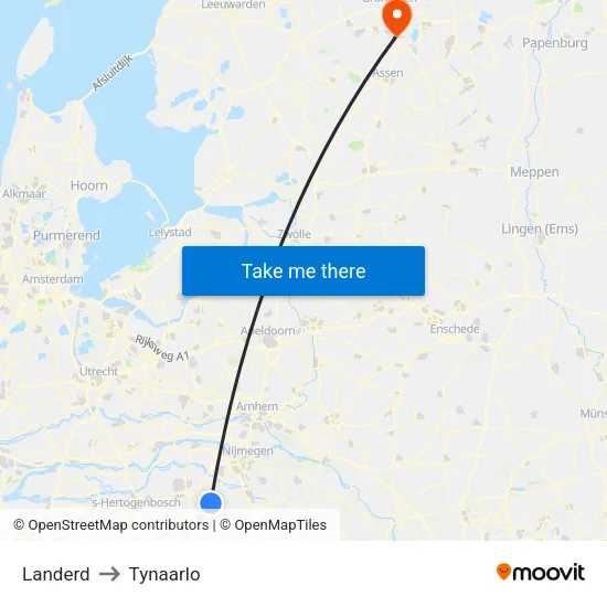 Landerd to Tynaarlo map