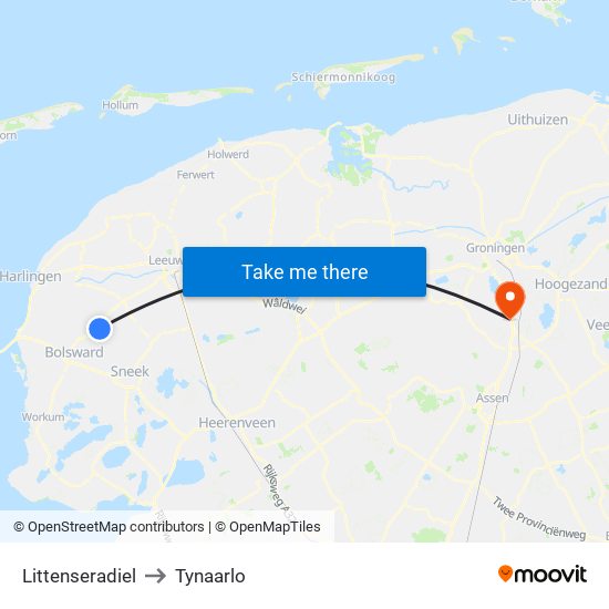 Littenseradiel to Tynaarlo map