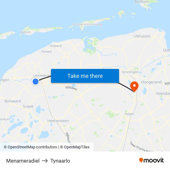 Menameradiel to Tynaarlo map