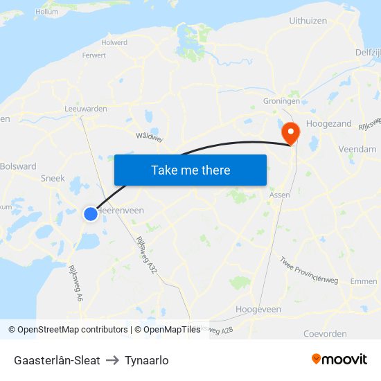 Gaasterlân-Sleat to Tynaarlo map