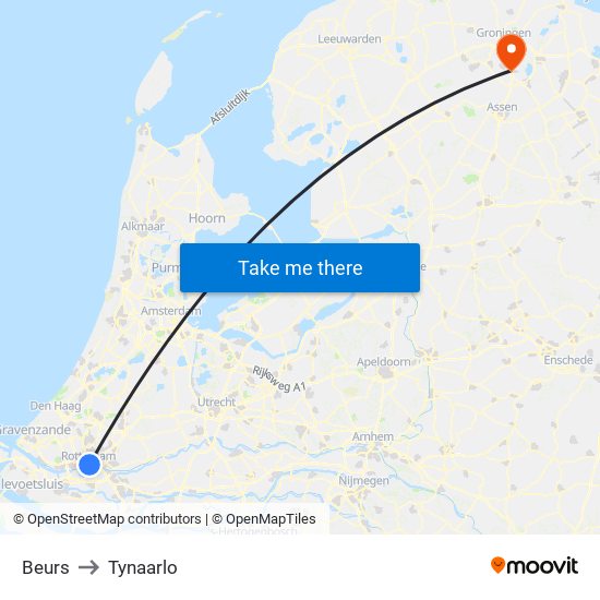 Beurs to Tynaarlo map