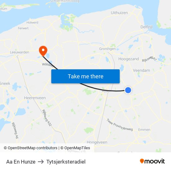 Aa En Hunze to Tytsjerksteradiel map