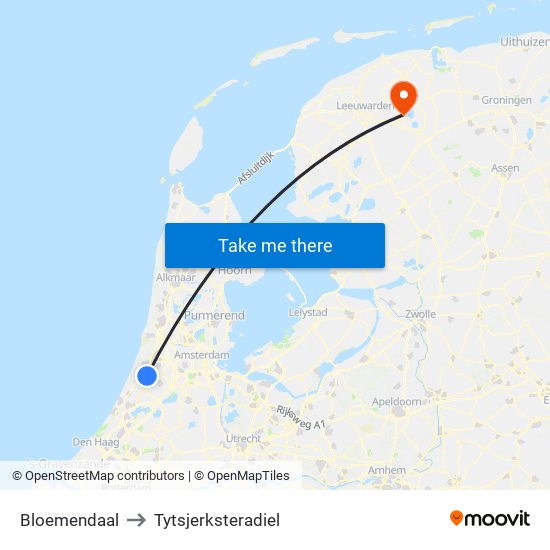 Bloemendaal to Tytsjerksteradiel map