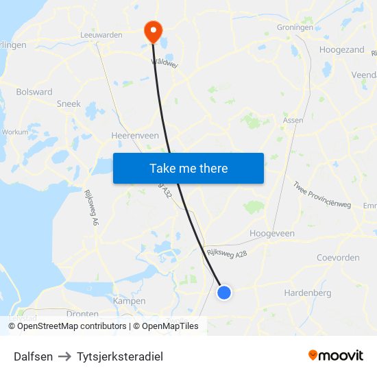 Dalfsen to Tytsjerksteradiel map