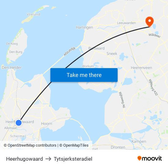 Heerhugowaard to Tytsjerksteradiel map