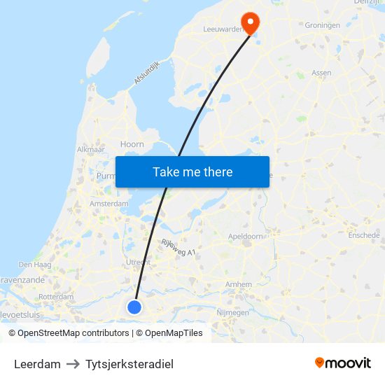 Leerdam to Tytsjerksteradiel map