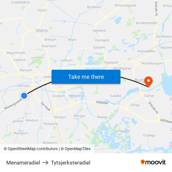 Menameradiel to Tytsjerksteradiel map