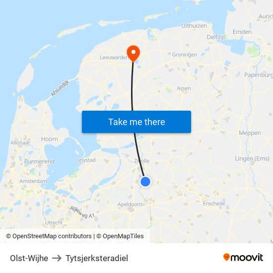 Olst-Wijhe to Tytsjerksteradiel map