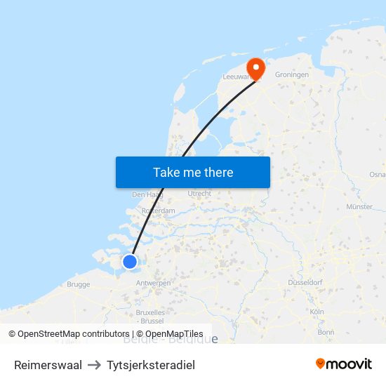 Reimerswaal to Tytsjerksteradiel map