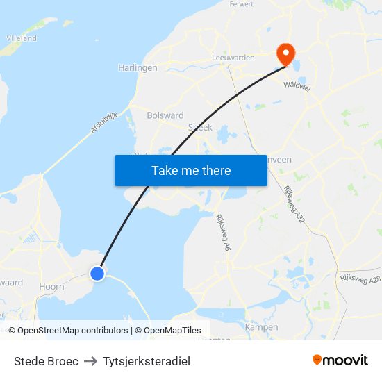 Stede Broec to Tytsjerksteradiel map