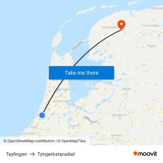 Teylingen to Tytsjerksteradiel map