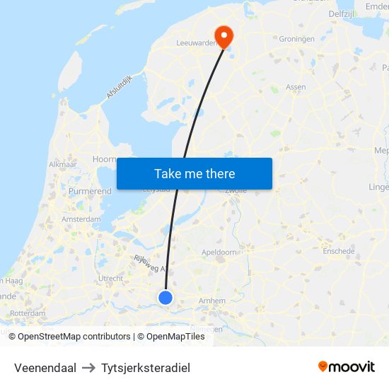 Veenendaal to Tytsjerksteradiel map