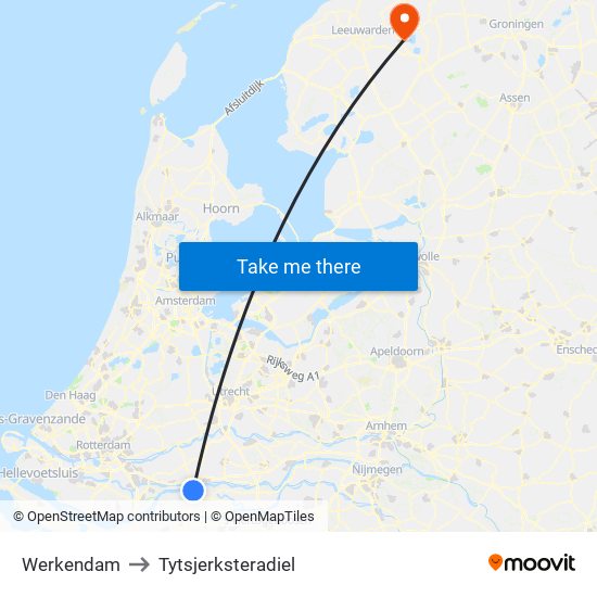Werkendam to Tytsjerksteradiel map