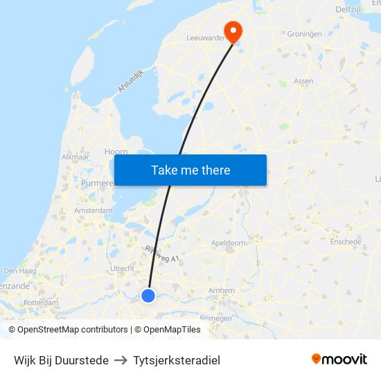Wijk Bij Duurstede to Tytsjerksteradiel map