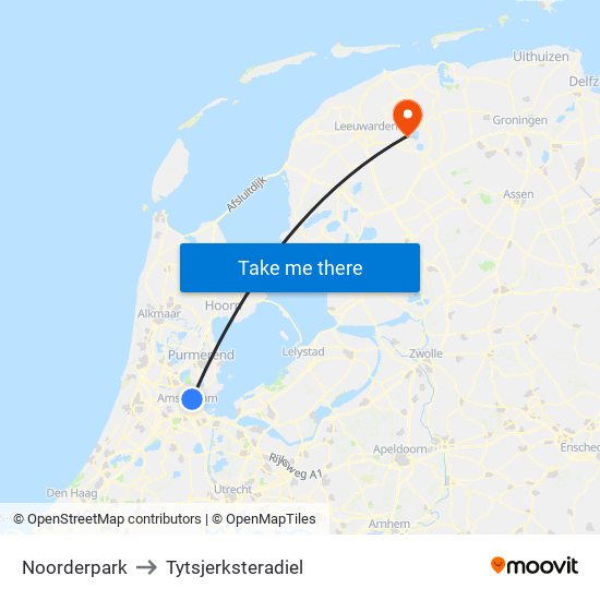 Noorderpark to Tytsjerksteradiel map