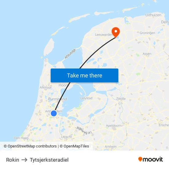 Rokin to Tytsjerksteradiel map