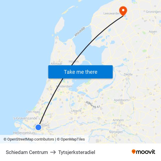 Schiedam Centrum to Tytsjerksteradiel map