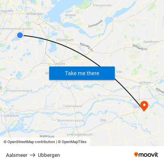 Aalsmeer to Ubbergen map