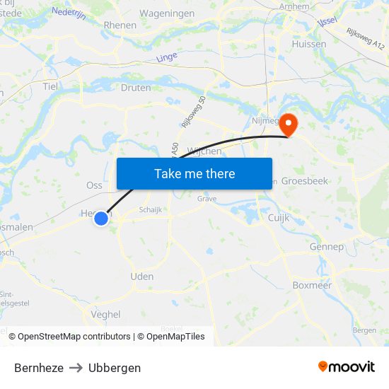 Bernheze to Ubbergen map