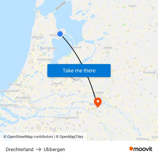 Drechterland to Ubbergen map