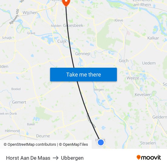 Horst Aan De Maas to Ubbergen map