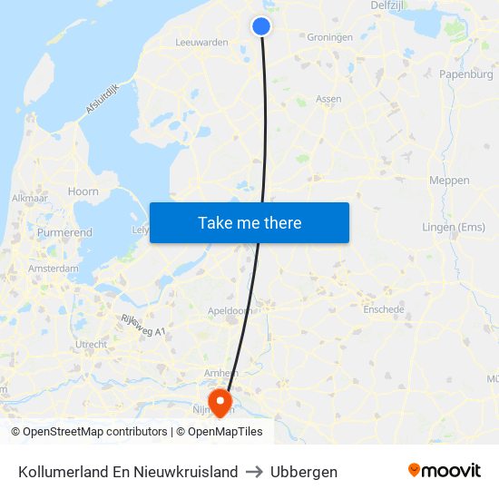 Kollumerland En Nieuwkruisland to Ubbergen map