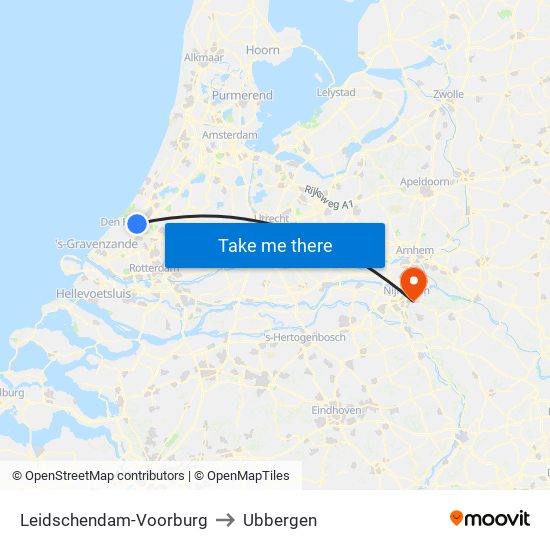 Leidschendam-Voorburg to Ubbergen map