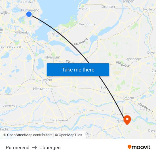 Purmerend to Ubbergen map