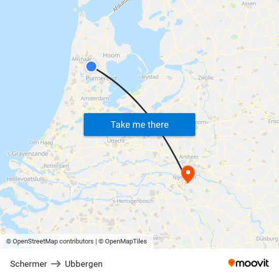 Schermer to Ubbergen map