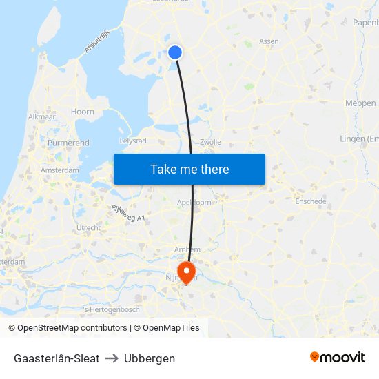 Gaasterlân-Sleat to Ubbergen map