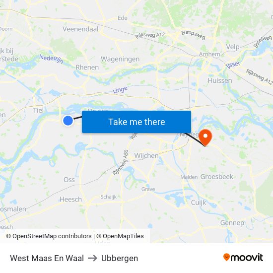 West Maas En Waal to Ubbergen map