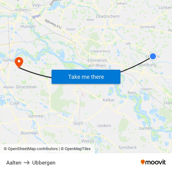 Aalten to Ubbergen map