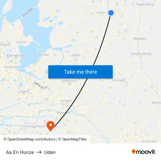 Aa En Hunze to Uden map
