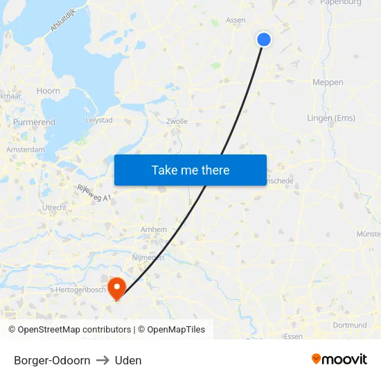 Borger-Odoorn to Uden map